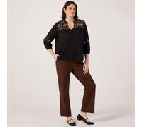 Izabel London Embroidered Cotton Blouse BLACK SIZE 10