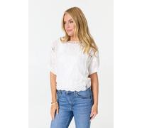 Izabel London Embroidered Crochet Texture Blouse In White White
