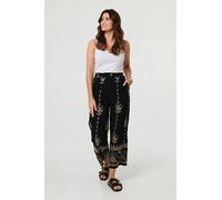 Izabel London Embroidered High Waist Wide Trousers - 14 - Black