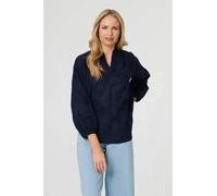 Izabel London Women's Embroidered Layered Long Sleeve Blouse in Navy | Size: 18
