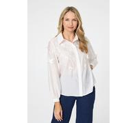 Izabel London Embroidered Long Sleeve Shirt - 10 - White