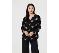 Izabel London Embroidered Pleat 3/4 Sleeve Blouse - 10 - Black