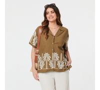 Izabel London Embroidered Short Sleeve Shirt BLUE SIZE 10
