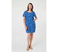 Izabel London Embroidered Texture Short Shift Dress - 10 - Blue