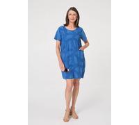 Izabel London Embroidered Texture Short Shift Dress - 16 - Blue