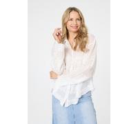 Izabel London Women's Embroidered Textured Long Sleeve Shirt in White | Size: S/M Izabel London White S/M