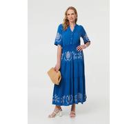 Izabel London Embroidered Tiered 1/2 Sleeve Midi Dress - 14 - Blue