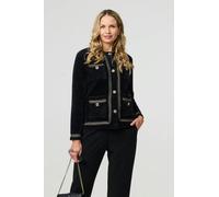 Izabel London Women's Embroidered Trim Knitted Smart Jacket in Black | Size: 10 Izabel London Black 10