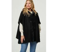 Izabel London Women's Faux Fur Lined Hooded 1/2 Sleeve Poncho in Black Izabel London Black One Size