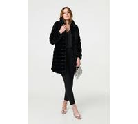 Izabel London Women's Faux Fur Thigh Length Coat in Black | Size: 14 Izabel London Black 14