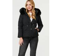 Izabel London Women's Faux Fur Trim Hood Puffer Jacket in Beige | Size: Small Izabel London Beige S