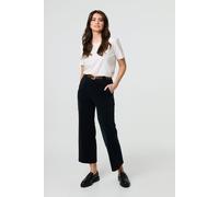 Izabel London Faux Leather Belt Corduroy Trousers In Black Black XL