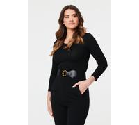 Izabel London Faux Leather Buckle Waist Belt - Black - One