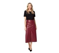 Izabel London Faux Leather High Waist Midi Skirt for Women UK with high Waist, Straight Shape and midi Length. Burgundy