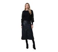 Faux Leather High Waist Midi Skirt Izabel London Black 16