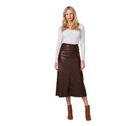 Faux Leather High Waist Midi Skirt Izabel London Brown 24