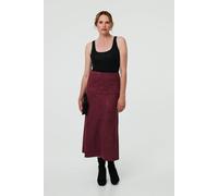 Izabel London Faux Suede A-Line High Waist Midi Skirt In Red Red 8