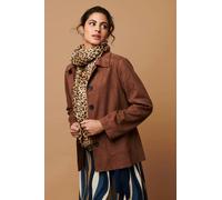 Izabel London Women's Faux Suede Button Front Shirt Jacket in Brown | Size: 12 Izabel London Brown 12