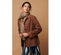 Izabel London Women's Faux Suede Button Front Shirt Jacket in Brown | Size: 16