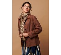 Izabel London Faux Suede Button Front Shirt Jacket In Brown Brown 14