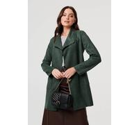 Izabel London Women's Faux Suede Collared Open Front Jacket in Green | Size: 8 Izabel London Green 8