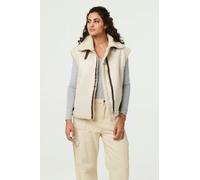 Izabel London Women's Faux Suede Fur Lined Sleeveless Gilet in White | Size: Medium/Large Izabel London White M/L