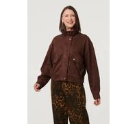 Izabel London Faux Suede Pocket Front Relaxed Jacket In Brown Brown