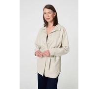 Izabel London Women's Faux Suede Tie Waist Relaxed Shacket in Beige | Size: 16 Izabel London Beige 16