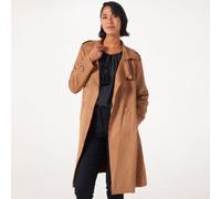 Izabel London Faux Suede Trench Coat NAVY SIZE 10