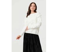 Izabel London Women's Feather Embellished Long Sleeve Jumper in White | Size: 18 Izabel London White 18