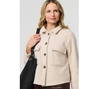 Izabel London Flannel Cropped Pocket Front Shacket - Beige - 10