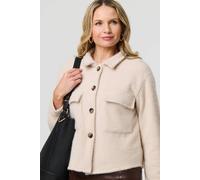 Izabel London Flannel Cropped Pocket Front Shacket In Beige Beige 12