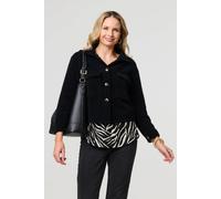 Izabel London Flannel Cropped Pocket Front Shacket In Black Black 12