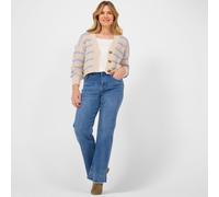 Izabel London Flare with Frayed Hem Embroidered Jeans MID WASH SIZE 10
