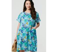 Izabel London Women's Floral 1/2 Sleeve Knee Length Shift Dress in Blue | Size: Medium Izabel London Blue M