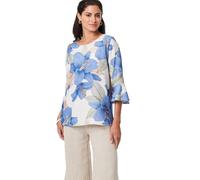 Izabel London Floral 3/4 Flared Sleeve Relaxed Blouse - Blue - M