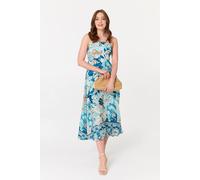 Izabel London Floral A-Line Sleeveless Maxi Dress In Blue Blue
