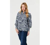 Izabel London Floral Abstract Long Sleeve Shirt - 12 - Navy