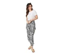 Izabel London Floral Animal Print Harem Trousers for Women UK with Elasticated Waist, Tapered Leg and Pockets.
