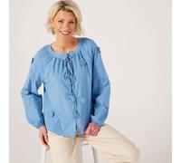 Izabel London Floral Applique Cotton Blouse BLUE SIZE 10