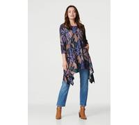 Izabel London Floral Asymmetric Hem Dress - Purple - 10