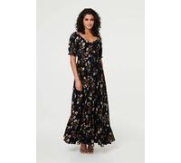 Floral Bardot Shirred Empire Maxi Dress Izabel London Blue 14