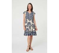 Izabel London Floral Border Print Knee Length Dress - 16 - Blue