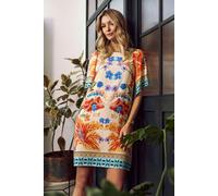 Izabel London Floral Border Print Short Shift Dress - 10 - Orange