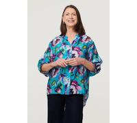 Izabel London Floral Button 3/4 Sleeve Relaxed Blouse In Blue Blue