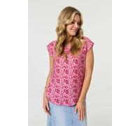 Izabel London Floral Cap Sleeve Slim Top - 10 - Pink