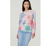 Izabel London Floral Diamante Detail Long Sleeve Jumper - Beige - S