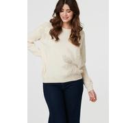 Izabel London Floral Embroidered Drop Shoulder Jumper - Ivory - M