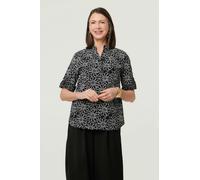 Izabel London Floral Embroidered Texture 3/4 Blouse - 16 - Black