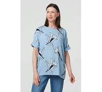 Izabel London Floral Embroidered Texture Tunic Top - 14 - Blue